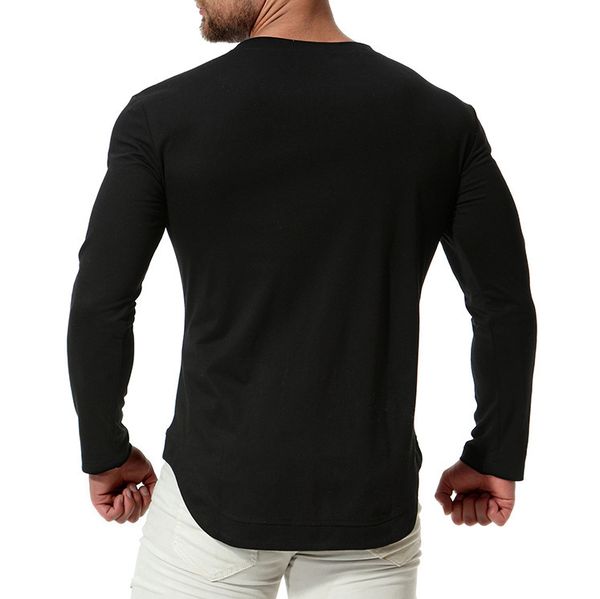 men's t-shirts shirt with long sleeves, black and solid, White;black