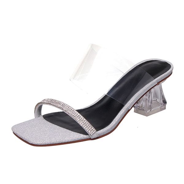 2021 new summer women crystal high heels pvc transparent rhinestone slippers square toe wedding party shoes pxiw, Black
2021 new summer women crystal high heels pvc transparent rhinestone slippers square toe wedding party shoes pxiw, Black