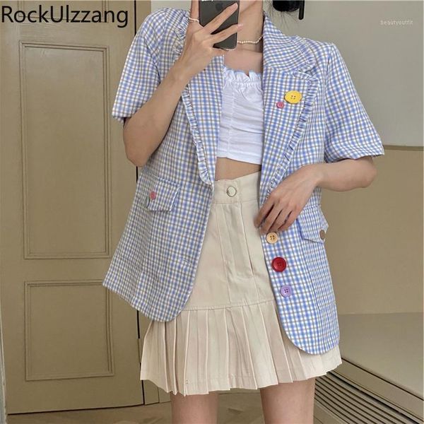 ruffle turndown summer short sleeve cute plaid colorful button blazer fashion coat outfit korean japanese girl kawaii blusas women's su, White;black
ruffle turndown summer short sleeve cute plaid colorful button blazer fashion coat outfit korean japanese girl kawaii blusas women's su, White;black