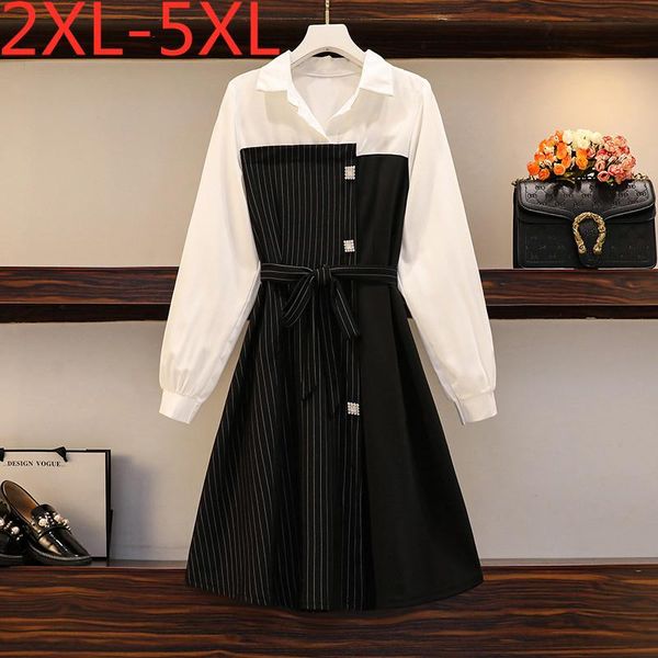 plus size dresses 2xl-5xl dress for women 2021 autumn turn-down collar long sleeves striped sashes patchwork asymmetrical large, Black
plus size dresses 2xl-5xl dress for women 2021 autumn turn-down collar long sleeves striped sashes patchwork asymmetrical large, Black
