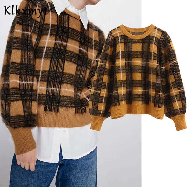 klkxmyt za sweater women fashion plaid knitted vintage o neck long sleeve warm female pullovers chic 210527, White;black
klkxmyt za sweater women fashion plaid knitted vintage o neck long sleeve warm female pullovers chic 210527, White;black