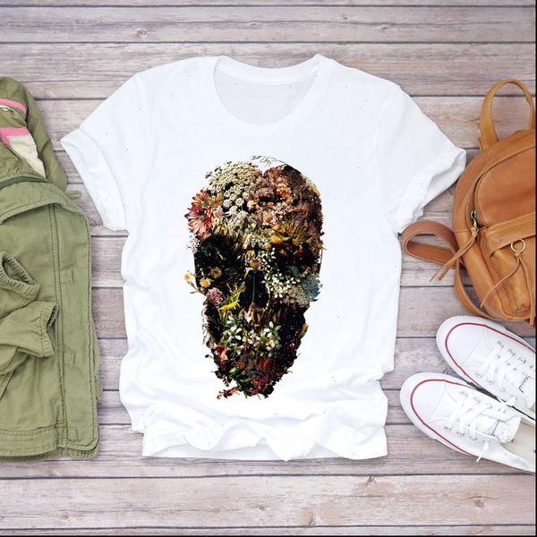 women 2021 skull floral 90s summer fall cute harajuku print t shirts womens t shirt ladies graphic female tee t shirt, White 
women 2021 skull floral 90s summer fall cute harajuku print t shirts womens t shirt ladies graphic female tee t shirt, White
