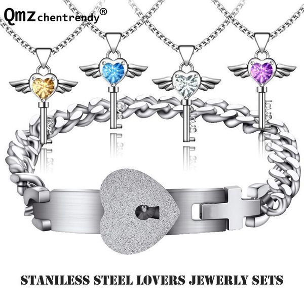 earrings & necklace a couple love stainless steel angel heart lock bracelets bangle gem angle key pendant necklaces concentric lovers jewelr, Silver
earrings & necklace a couple love stainless steel angel heart lock bracelets bangle gem angle key pendant necklaces concentric lovers jewelr, Silver