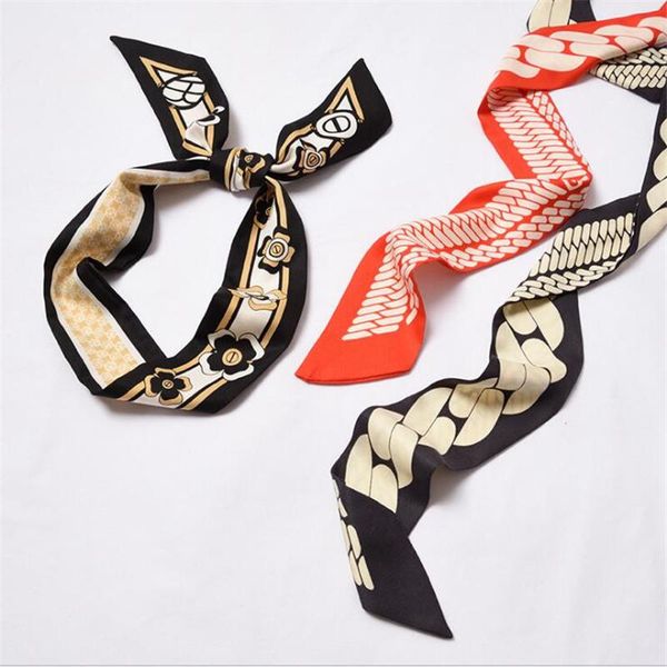 scarves design plaid floral chain print silk scarf women handle bag ribbons head band small long, Blue;gray
scarves design plaid floral chain print silk scarf women handle bag ribbons head band small long, Blue;gray