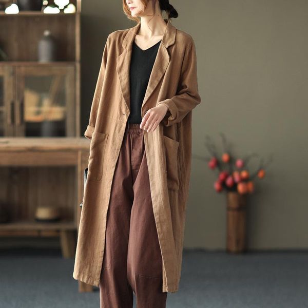 women's trench coats nini wonderland 2021 spring linen coat women loose long sleeve cardigan autumn single button casual outerwear, Tan;black
women's trench coats nini wonderland 2021 spring linen coat women loose long sleeve cardigan autumn single button casual outerwear, Tan;black
