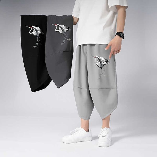 men's pants men harem pant casual wide leg white crane print elastic waist loose trousers male fashions black/dark grey/green 3qj7
men's pants men harem pant casual wide leg white crane print elastic waist loose trousers male fashions black/dark grey/green 3qj7