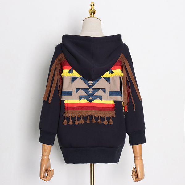 Hit Color Tassel Sweatshirt For Women Hooded Collar Long Sleeve Casual Printed Geometric Sweatshirts Female 2021, Black
Hit Color Tassel Sweatshirt For Women Hooded Collar Long Sleeve Casual Printed Geometric Sweatshirts Female 2021, Black