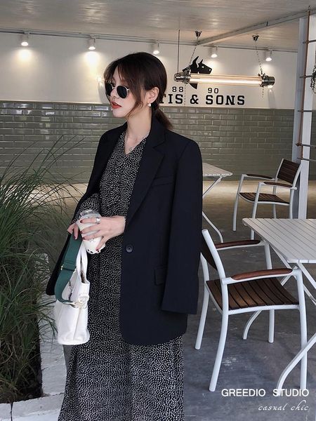 women's suits & blazers black blazer female chic coat spring and autumn hong kong style long sleeve casual slim suit, White;black
women's suits & blazers black blazer female chic coat spring and autumn hong kong style long sleeve casual slim suit, White;black