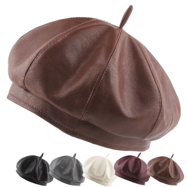 berets autumn winter beret hat women pu leather solid color soft pumpkin retro octagonal cap, Blue;gray
berets autumn winter beret hat women pu leather solid color soft pumpkin retro octagonal cap, Blue;gray