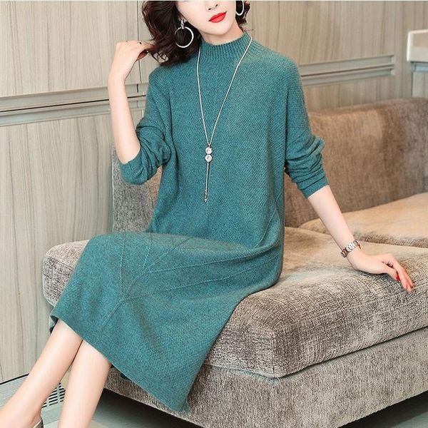 casual dresses 2021 autumn winter loose women sweater fashion elegant half high collar female plus size warm long dress, Black;gray
casual dresses 2021 autumn winter loose women sweater fashion elegant half high collar female plus size warm long dress, Black;gray
