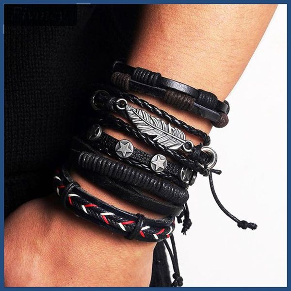 charm bracelets fiviney vintage leather bracelet fashion handmade multi-layer feather leaf and men's year's gift, Golden;silver
charm bracelets fiviney vintage leather bracelet fashion handmade multi-layer feather leaf and men's year's gift, Golden;silver