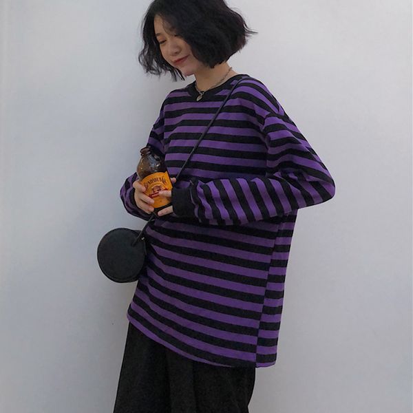 2021 new autumn college style loose round neck pullover purple black striped long sleeve sweatshirt simple fashion a6z9
2021 new autumn college style loose round neck pullover purple black striped long sleeve sweatshirt simple fashion a6z9