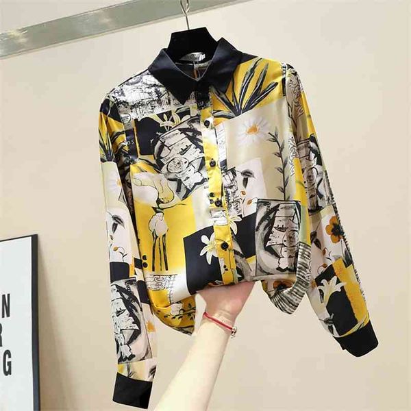 women's blouses & shirts fashion patchwork letter flower print satin women straight long sleeve collared button up shirt summer to, White
women's blouses & shirts fashion patchwork letter flower print satin women straight long sleeve collared button up shirt summer to, White
