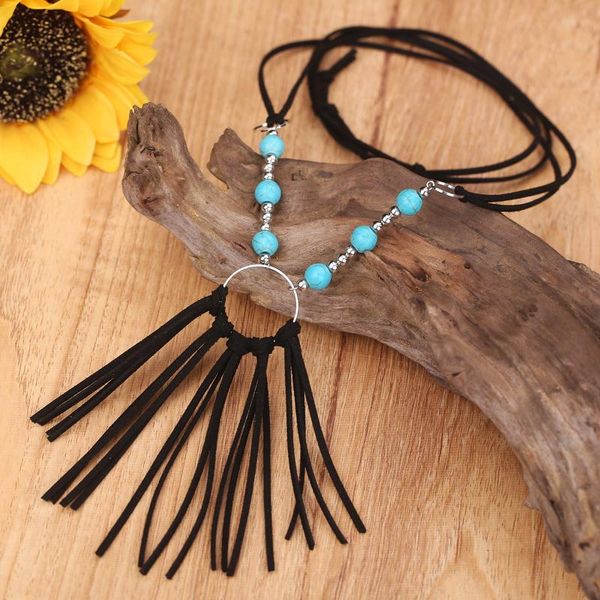 pendant necklaces turquoise leather necklace classic hohemian handmade casual holiday long geometric unique trendy for women, Silver
pendant necklaces turquoise leather necklace classic hohemian handmade casual holiday long geometric unique trendy for women, Silver