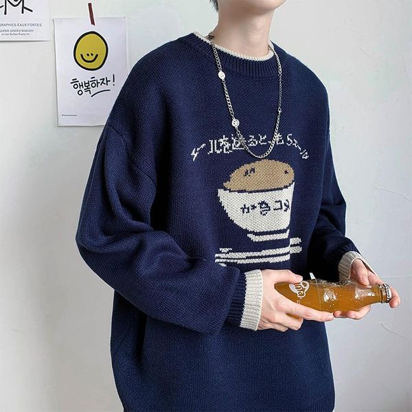men's sweaters 2021 autumn youth sweater color block pullover casual knitwear tide brand loose, White;black
men's sweaters 2021 autumn youth sweater color block pullover casual knitwear tide brand loose, White;black