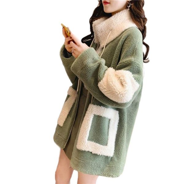 women's fur & faux 2021 autumn winter lambswool coats mujer patchwork female jackets thick warm trendy lady outerwear loose clothes, Black
women's fur & faux 2021 autumn winter lambswool coats mujer patchwork female jackets thick warm trendy lady outerwear loose clothes, Black