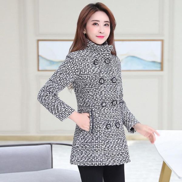women's wool & blends m-6xl women coat autumn winter 2021 fashion mother turtleneck plaid slim long tweed woolen outerwear female, Black
women's wool & blends m-6xl women coat autumn winter 2021 fashion mother turtleneck plaid slim long tweed woolen outerwear female, Black