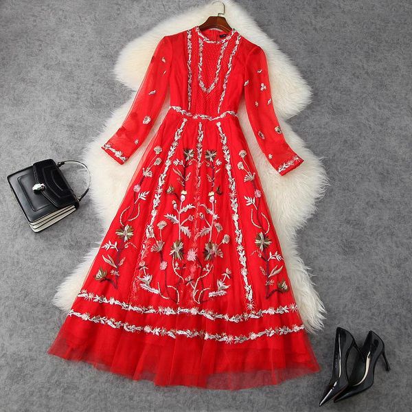 casual dresses european and american women's wear 2021 winter style long - sleeved stand neck gauze embroidery fashionable dress, Black;gray
casual dresses european and american women's wear 2021 winter style long - sleeved stand neck gauze embroidery fashionable dress, Black;gray