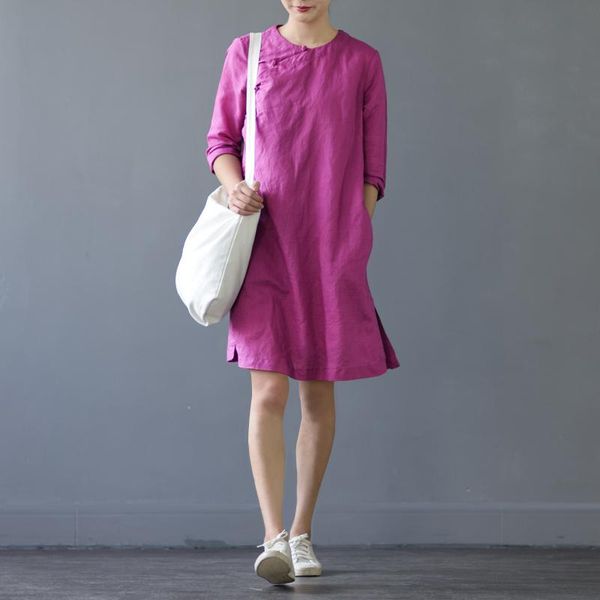 casual dresses scuwlinen 2021 vestidos summer dress vintage solid three quarter handmade plate buttons 100% ramie short robe s304, Black;gray
casual dresses scuwlinen 2021 vestidos summer dress vintage solid three quarter handmade plate buttons 100% ramie short robe s304, Black;gray