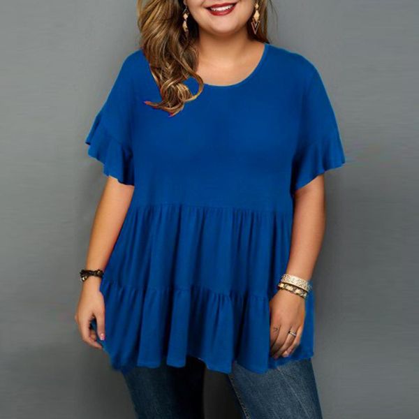 4xl 5xl plus size blouse women regular 2021 fashion summer short sleeve ruffles long blouse large size ladies solid casual tunic, White
4xl 5xl plus size blouse women regular 2021 fashion summer short sleeve ruffles long blouse large size ladies solid casual tunic, White