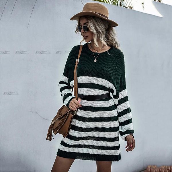 casual dresses autumn winter streetwear women long sleeve knitted sweater dress stripe round neck slim fit mid-length jumper pullover, Black;gray
casual dresses autumn winter streetwear women long sleeve knitted sweater dress stripe round neck slim fit mid-length jumper pullover, Black;gray