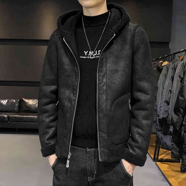 winter men's lamb leather et warm and plush casual wear sports hoods and new coats on both sid, Black;brown
winter men's lamb leather et warm and plush casual wear sports hoods and new coats on both sid, Black;brown