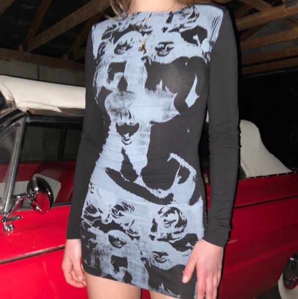 casual dresses women bodycon mini dress autumn female long sleeve crew neck portrait print short, Black;gray
casual dresses women bodycon mini dress autumn female long sleeve crew neck portrait print short, Black;gray
