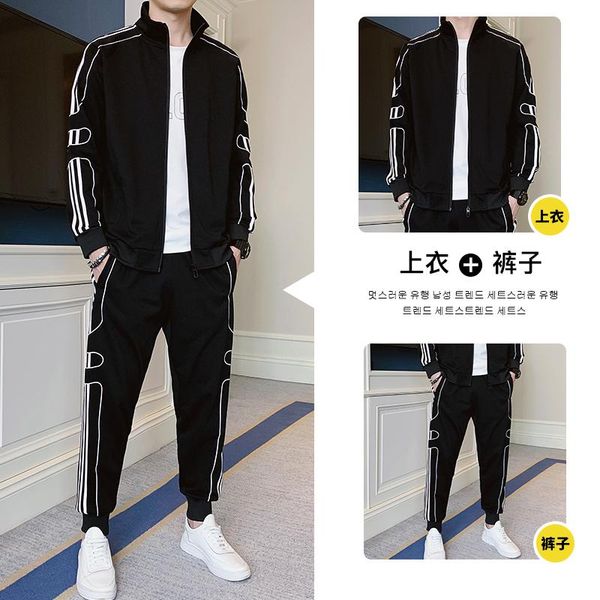 men's tracksuits 2021 fall winter jacket set slim fashion trend casual street clothing + pants hoodie, Gray
men's tracksuits 2021 fall winter jacket set slim fashion trend casual street clothing + pants hoodie, Gray