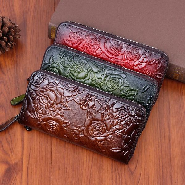 wallets genuine leather women wallet long clutch handy bag printing rose flower female lady card retro money clips purse, Red;black
wallets genuine leather women wallet long clutch handy bag printing rose flower female lady card retro money clips purse, Red;black