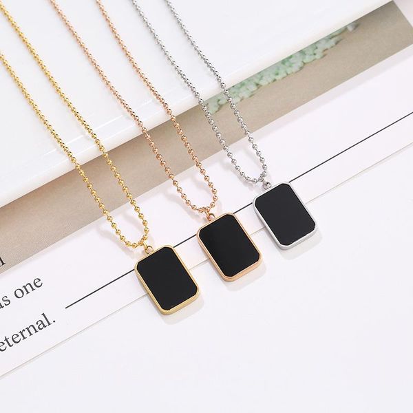 316l stainless steel black tags rose gold color necklace rectangle women pendant jewelry wholesale, Silver
316l stainless steel black tags rose gold color necklace rectangle women pendant jewelry wholesale, Silver