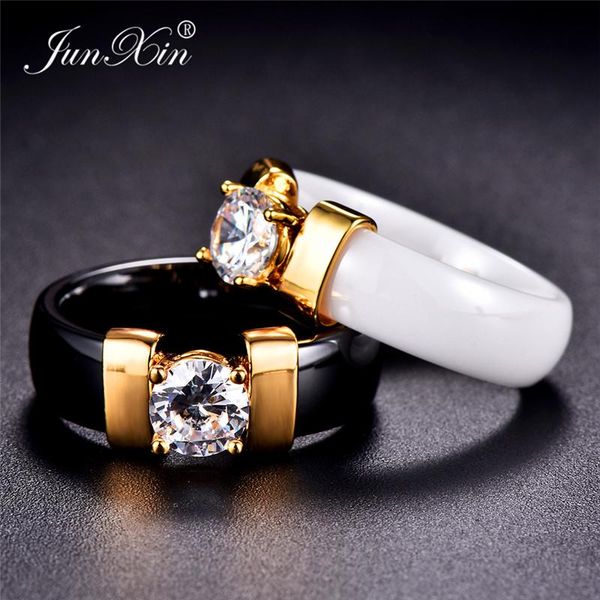 cluster rings male female black white ceramic ring gold color titanium steel crystal zircon wedding for couple, Golden;silver
cluster rings male female black white ceramic ring gold color titanium steel crystal zircon wedding for couple, Golden;silver