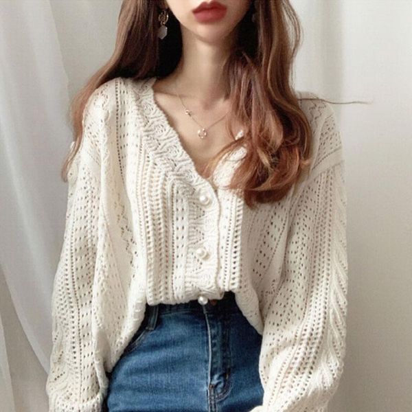 women's knits & tees 2021 women spring autumn knit cardigans low v-neck long sleeve flare hollow out cardigan loose white sweater
women's knits & tees 2021 women spring autumn knit cardigans low v-neck long sleeve flare hollow out cardigan loose white sweater