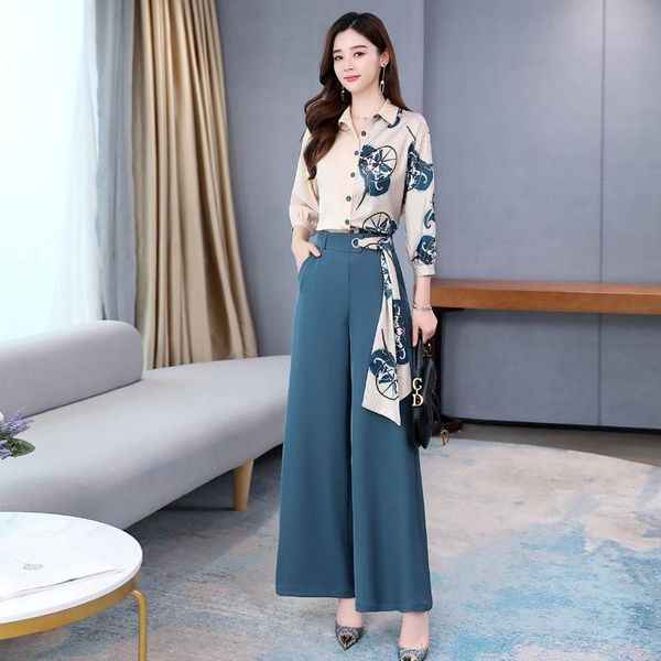 summer new elegant women sets chiffon turn down collar print blouses and casual wide leg pants female office lady sets, Gray
summer new elegant women sets chiffon turn down collar print blouses and casual wide leg pants female office lady sets, Gray