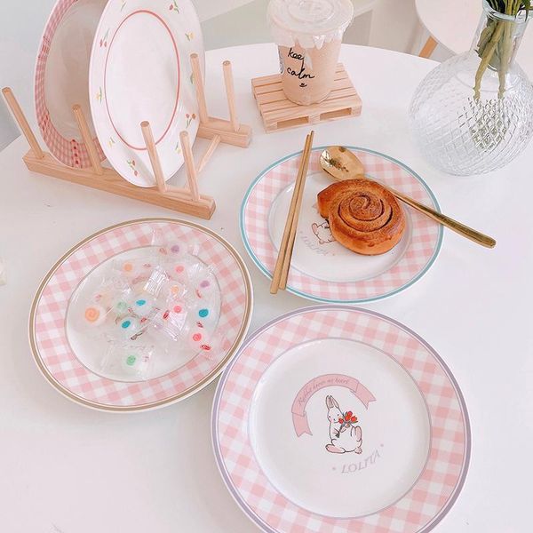 dishes & plates pastoral retro ceramic plate plaid printed disc breakfast bread snack
dishes & plates pastoral retro ceramic plate plaid printed disc breakfast bread snack