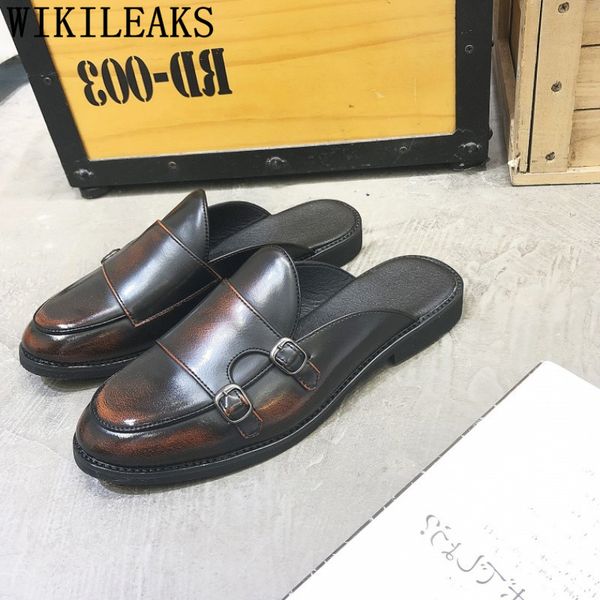 half shoes for men mule masculino mens leather slippers double monk strap shoes flat shoes men erkek spor ayakkabi buty meskie, Black
half shoes for men mule masculino mens leather slippers double monk strap shoes flat shoes men erkek spor ayakkabi buty meskie, Black