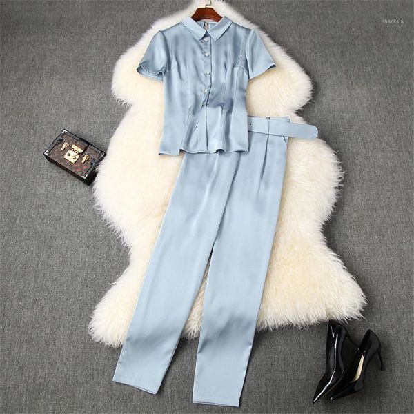 summer high fashion office set for women 2021 designer two piece outfits beading collar blouse and pants suit matching sets women's tra, Gray
summer high fashion office set for women 2021 designer two piece outfits beading collar blouse and pants suit matching sets women's tra, Gray