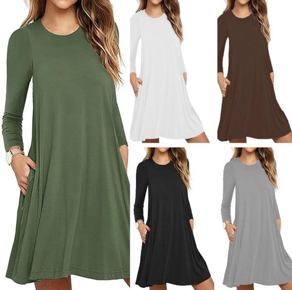 autumn and winter new women's fashion new solid color long sleeve pocket dress, Black;gray
autumn and winter new women's fashion new solid color long sleeve pocket dress, Black;gray