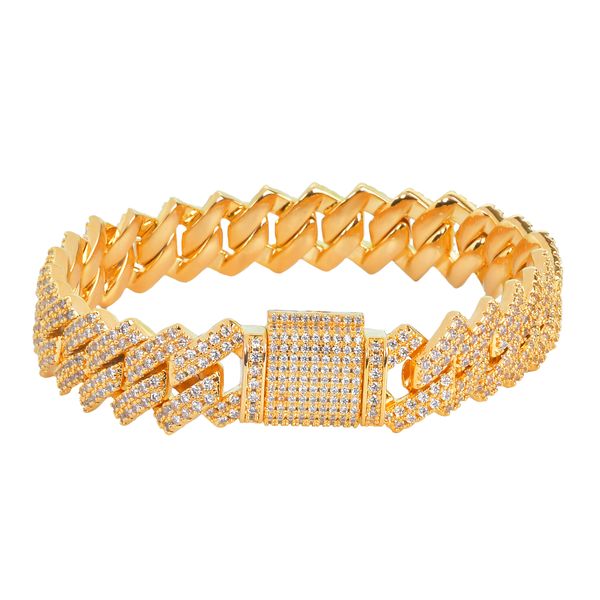 14mm square thick cuban link bracelet gold color cubic zirconia hip hop iced out style men's rock jewelry, Black
14mm square thick cuban link bracelet gold color cubic zirconia hip hop iced out style men's rock jewelry, Black