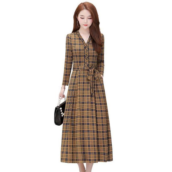 casual dresses women plaid bow fold female full sleeve sashes mid-calf v-neck fashion high waist 325, Black;gray
casual dresses women plaid bow fold female full sleeve sashes mid-calf v-neck fashion high waist 325, Black;gray