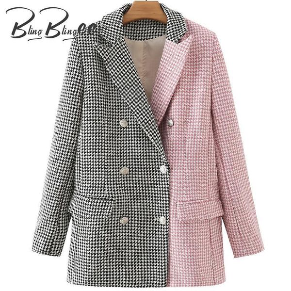 women's suits & blazers blingblingee houndstooth patchwork metal double breasted casual 2021 autumn long sleeve female jackets women co, White;black
women's suits & blazers blingblingee houndstooth patchwork metal double breasted casual 2021 autumn long sleeve female jackets women co, White;black