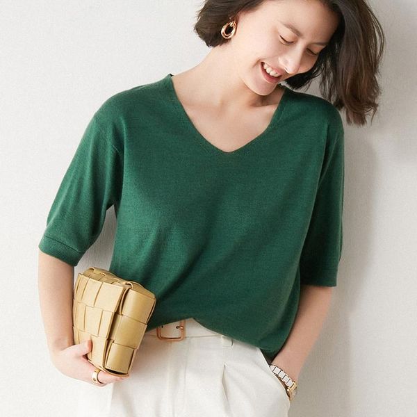 women's t-shirt 2021 spring and summer v-neck half-sleeved pullover bottoming shirt ice silk short-sleeved shi, White
women's t-shirt 2021 spring and summer v-neck half-sleeved pullover bottoming shirt ice silk short-sleeved shi, White