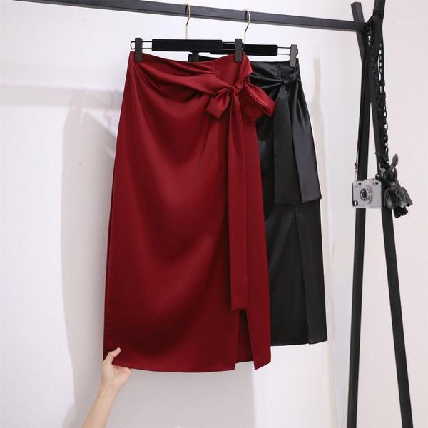 spring autumn women's solid high waist satin skirts women side tie split elegant a-line office lady skirt faldas saia y399, Black
spring autumn women's solid high waist satin skirts women side tie split elegant a-line office lady skirt faldas saia y399, Black