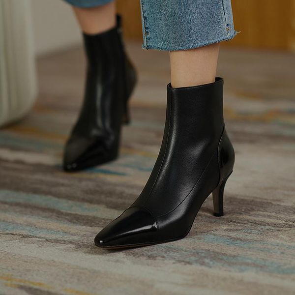 boots 2021 autumn and winter pointed toe fashion high-heeled korean side zipper ankle, Black
boots 2021 autumn and winter pointed toe fashion high-heeled korean side zipper ankle, Black