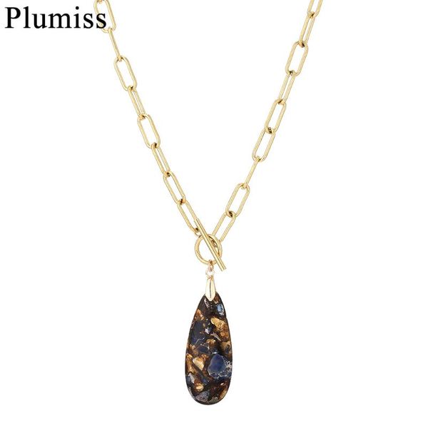 pendant necklaces waterdrop natural stone necklace thick gold color rectangle stainless steel chain imperial jaspers for women, Silver
pendant necklaces waterdrop natural stone necklace thick gold color rectangle stainless steel chain imperial jaspers for women, Silver