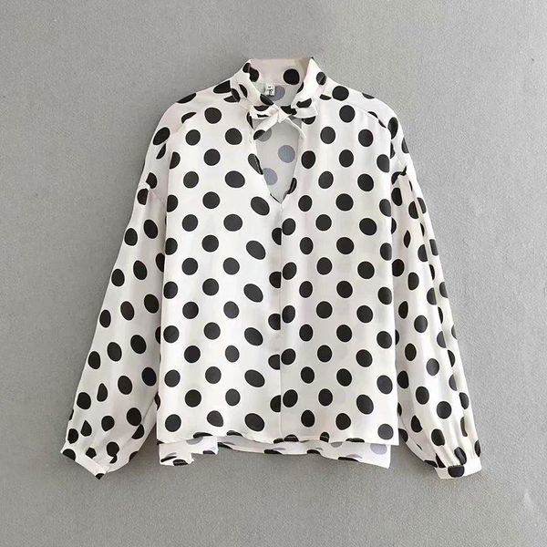 women's blouses & shirts 2021 spring women shirt polka dot long sleeve bow neck female fashion casual clothes, White
women's blouses & shirts 2021 spring women shirt polka dot long sleeve bow neck female fashion casual clothes, White