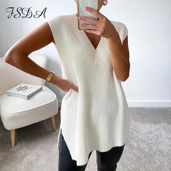 women's sweaters fsda women v neck sleeveless sweater vest knitted 2021 jumper autumn winter split white korean preppy pullover loose c, White;black
women's sweaters fsda women v neck sleeveless sweater vest knitted 2021 jumper autumn winter split white korean preppy pullover loose c, White;black