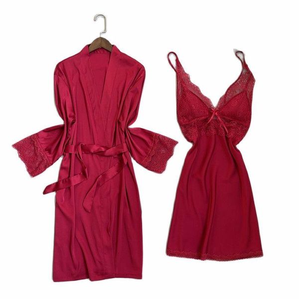 women's sleepwear spring robe home decoration pajamas black lace bathrobe ladies 2-piece satin suit, Black;red
women's sleepwear spring robe home decoration pajamas black lace bathrobe ladies 2-piece satin suit, Black;red