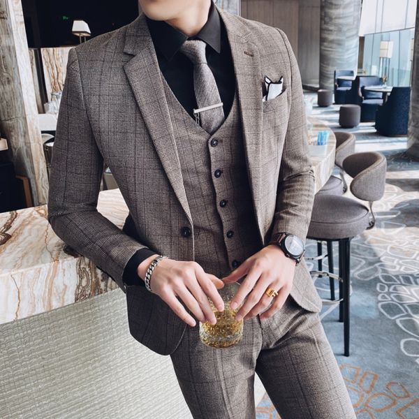 british gentleman retro plaid piece sets 2021 version groom wedding banquet terno masculino slim fit suit 5voe, White;black
british gentleman retro plaid piece sets 2021 version groom wedding banquet terno masculino slim fit suit 5voe, White;black