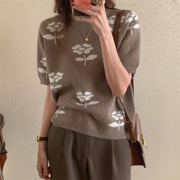 women's sweaters casual vintage florals chic short sleeve 2021 warm knitted pullover women bottom sweet autumn, White;black
women's sweaters casual vintage florals chic short sleeve 2021 warm knitted pullover women bottom sweet autumn, White;black