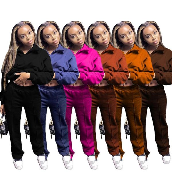 women's two piece pants womens peice sets tracksuit fashion zipper turn down collar crop stretch solid color suits wholesale, White
women's two piece pants womens peice sets tracksuit fashion zipper turn down collar crop stretch solid color suits wholesale, White